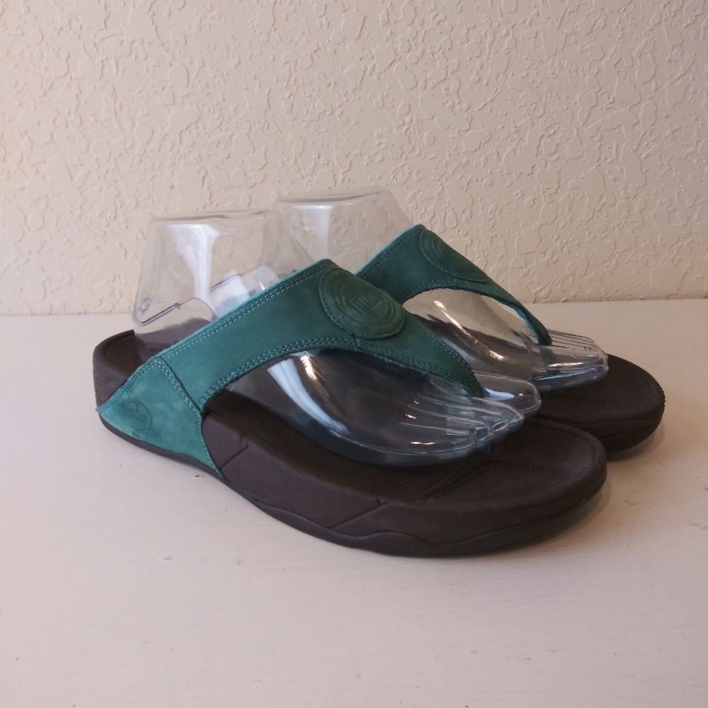 Fitflop teal blue/green sandals flip flops size 9